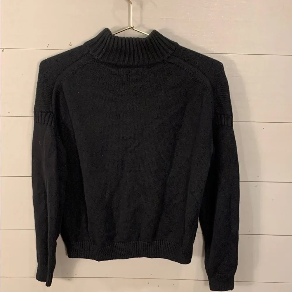 J Crew black label Women's Black mock neck Sweater with front pockets size XS